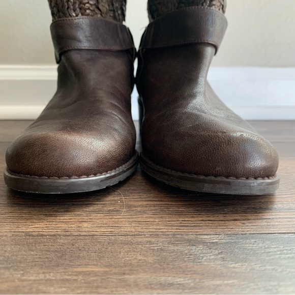 Stuart Weitzman Brown Pimlico Coated Knit Leather Mid Calf Boots/Booties - Picture 2 of 13